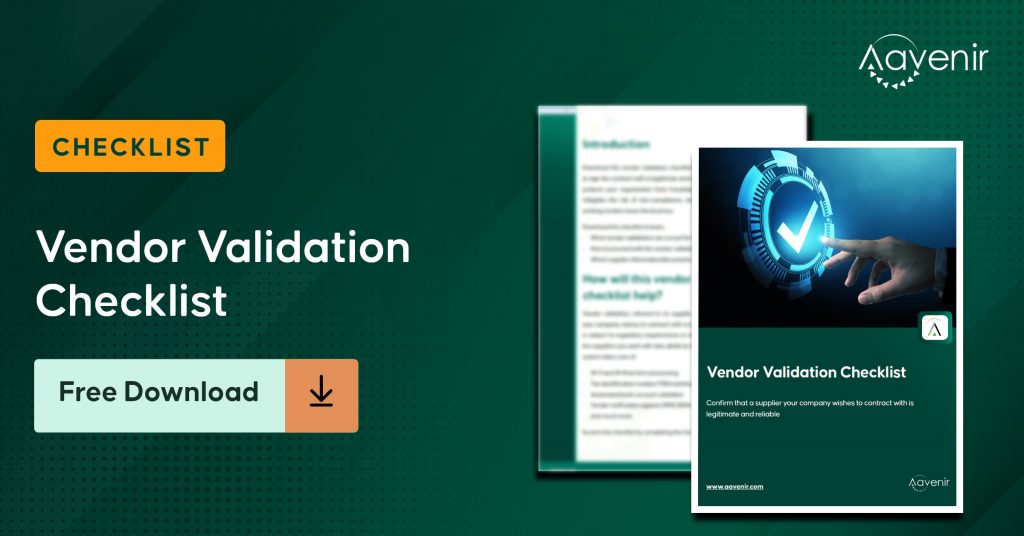Vendor Validation 2 Vendor Validation Checklist