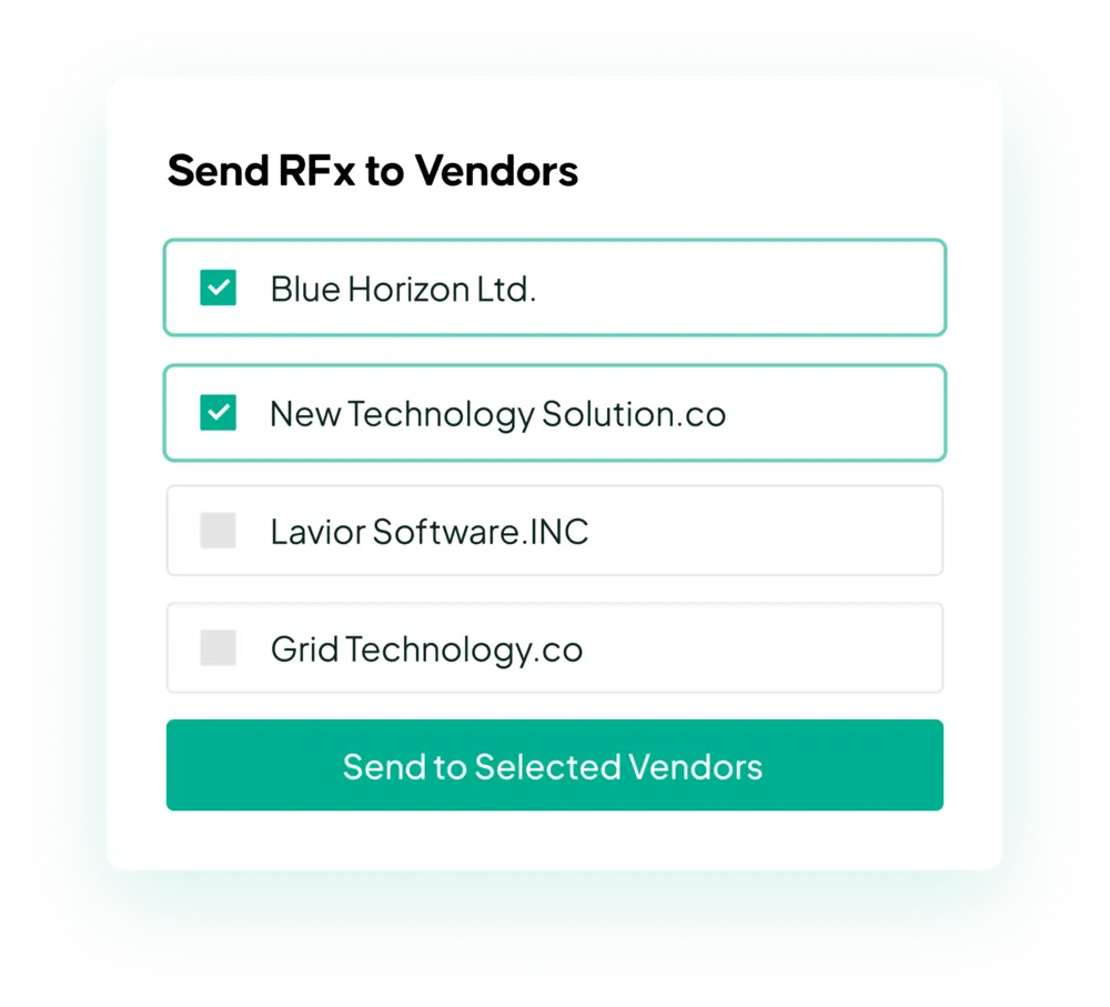 Form for sending RFx to vendors