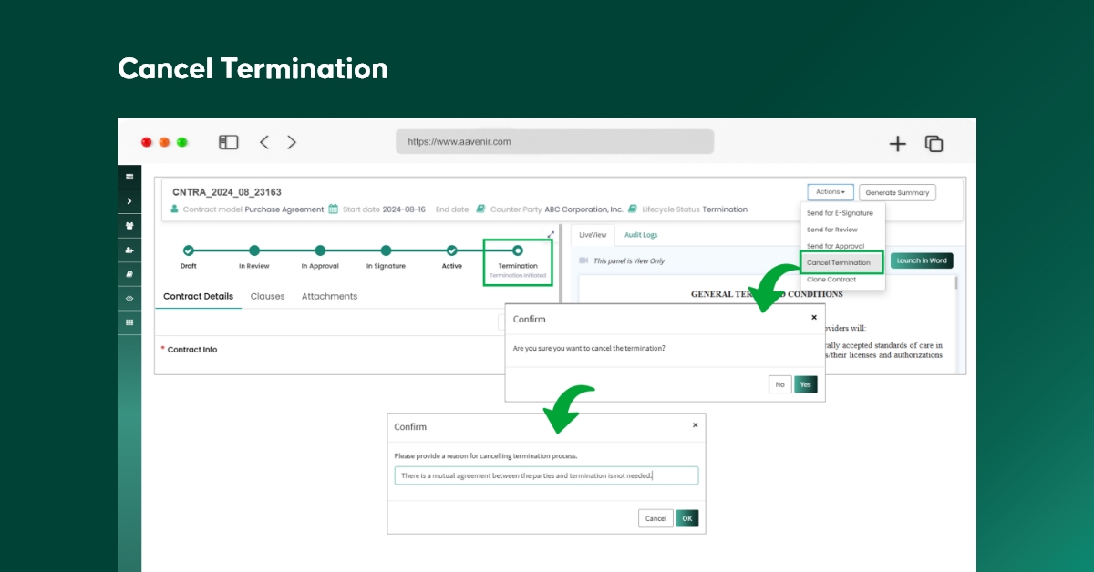 Aavenir Contractflow Spring 2025 Release: Built for the Work You Actually Do 7 Cancel Termination
