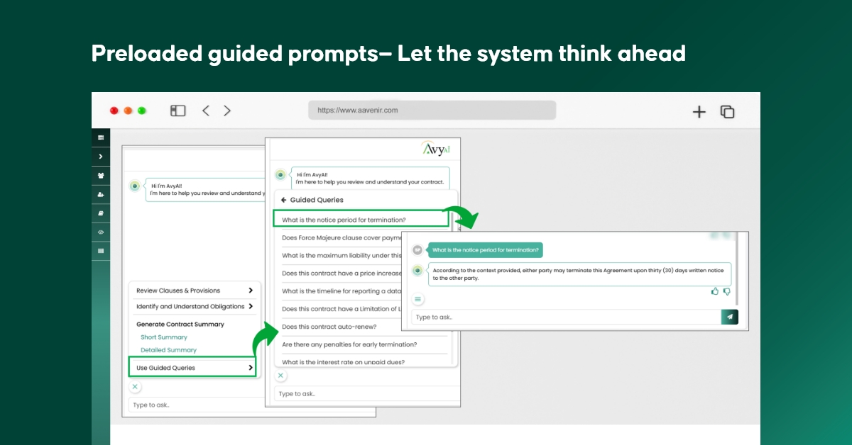 Aavenir Contractflow Spring 2025 Release: Built for the Work You Actually Do 5 Preloaded guided prompts